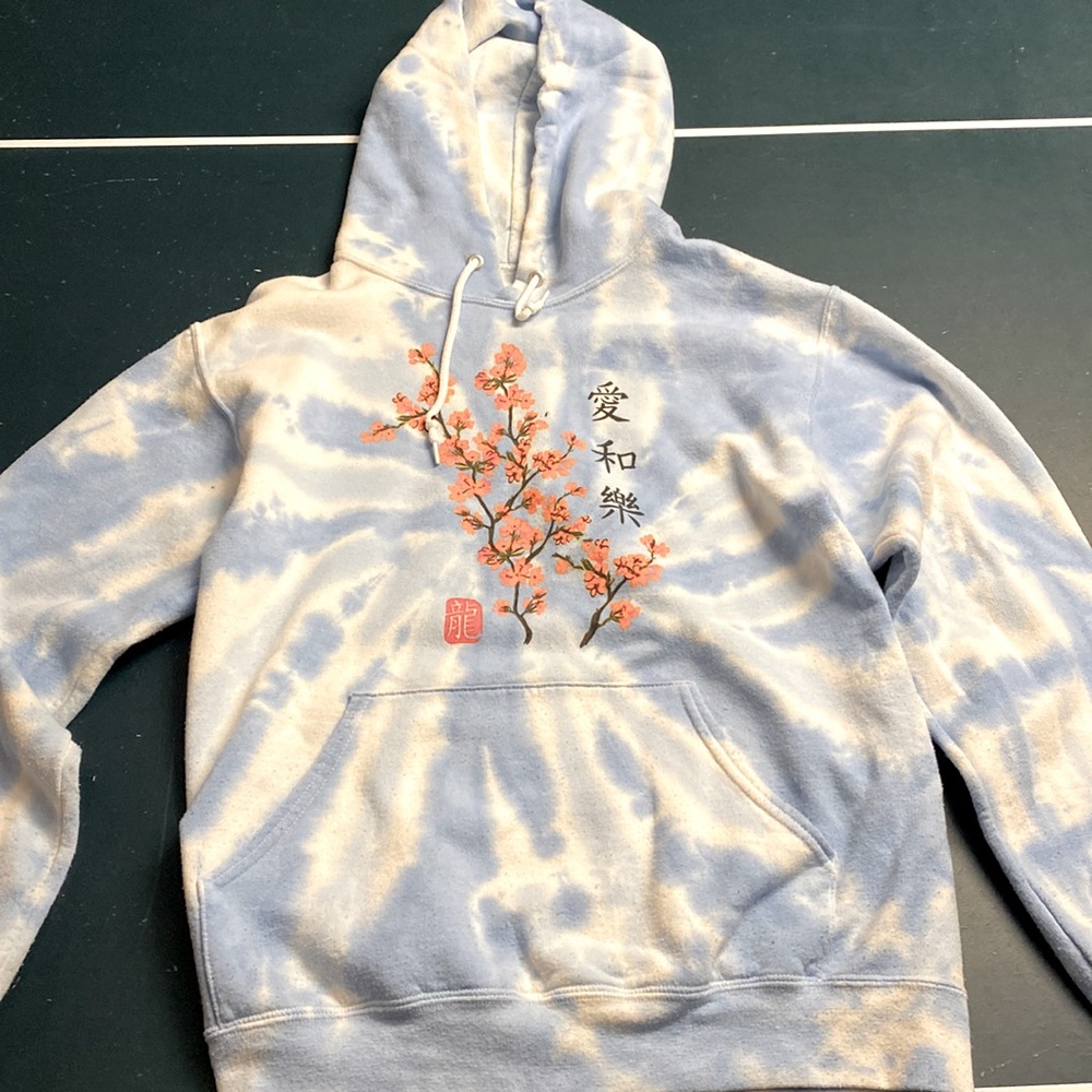 Bowery Tie-Dye Japanese Cherry Blossoms Hoodie Sweatshirt
